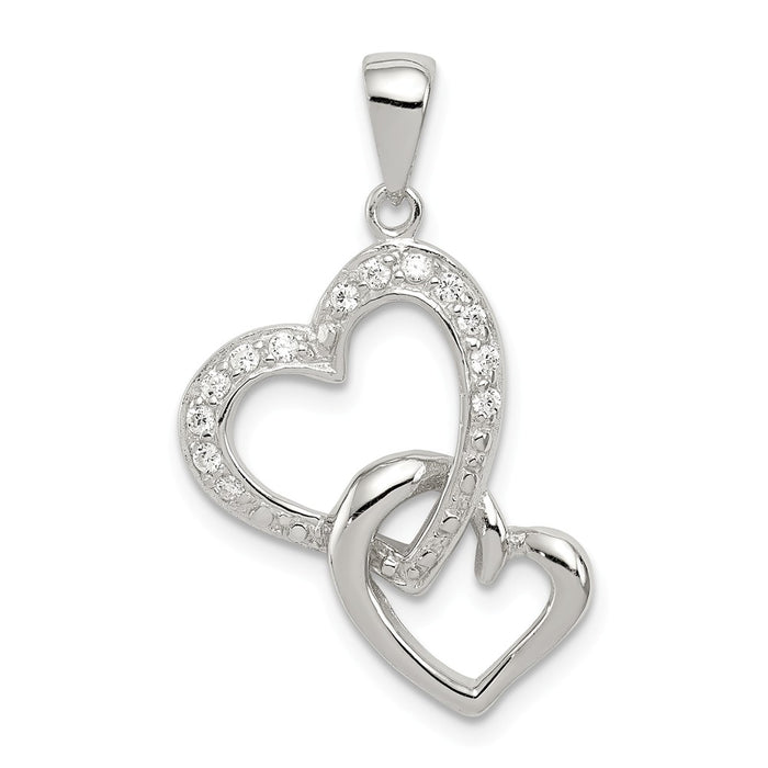 Million Charms 925 Sterling Silver Rhodium-Plated Heart (Cubic Zirconia) CZ Pendant