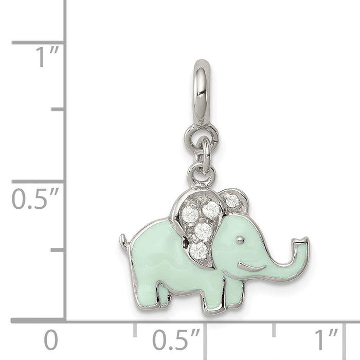 Million Charms 925 Sterling Silver Enameled With (Cubic Zirconia) CZ Elephant Charm