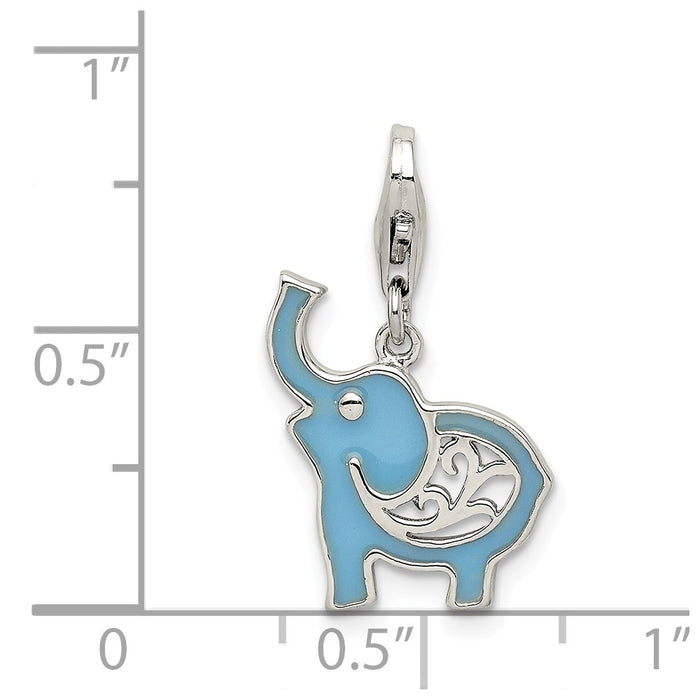 Million Charms 925 Sterling Silver Blue Enameled Elephant Charm
