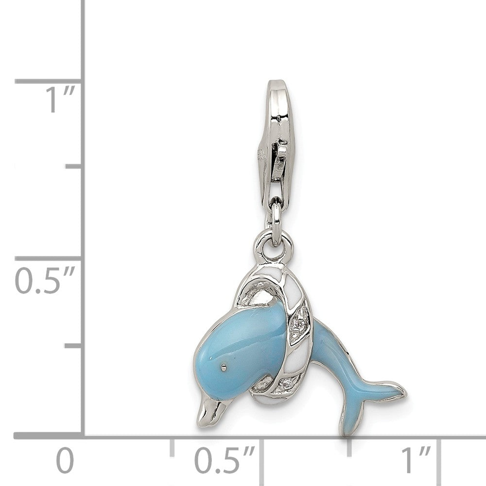 Million Charms 925 Sterling Silver Enameled Dolphin Charm