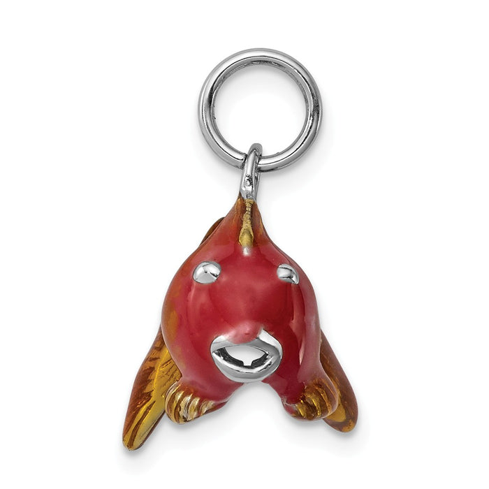 Million Charms 925 Sterling Silver Rhodium-Platedenamel Goldfish Charm