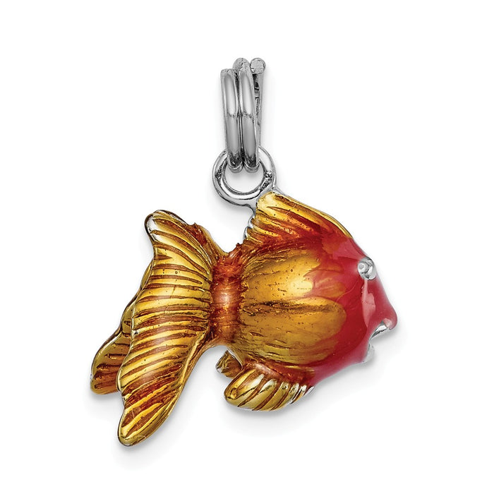 Million Charms 925 Sterling Silver Rhodium-Platedenamel Goldfish Charm