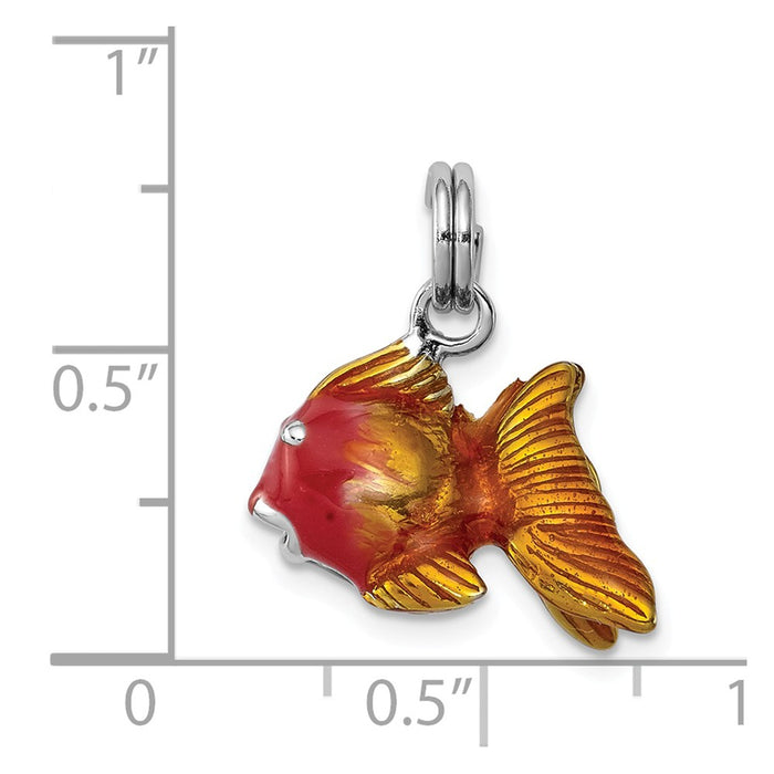 Million Charms 925 Sterling Silver Rhodium-Platedenamel Goldfish Charm