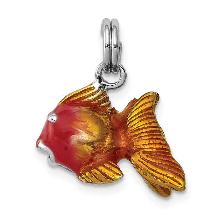 Million Charms 925 Sterling Silver Rhodium-Platedenamel Goldfish Charm