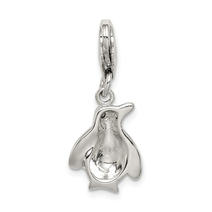 Million Charms 925 Sterling Silver (Cubic Zirconia) CZ Enamel Penguin Charm