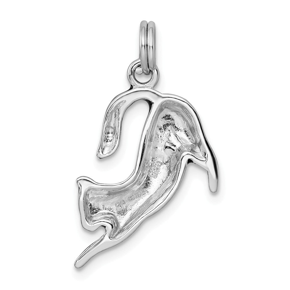 Million Charms 925 Sterling Silver Rhodium-Platedblack Enamel Cat Charm