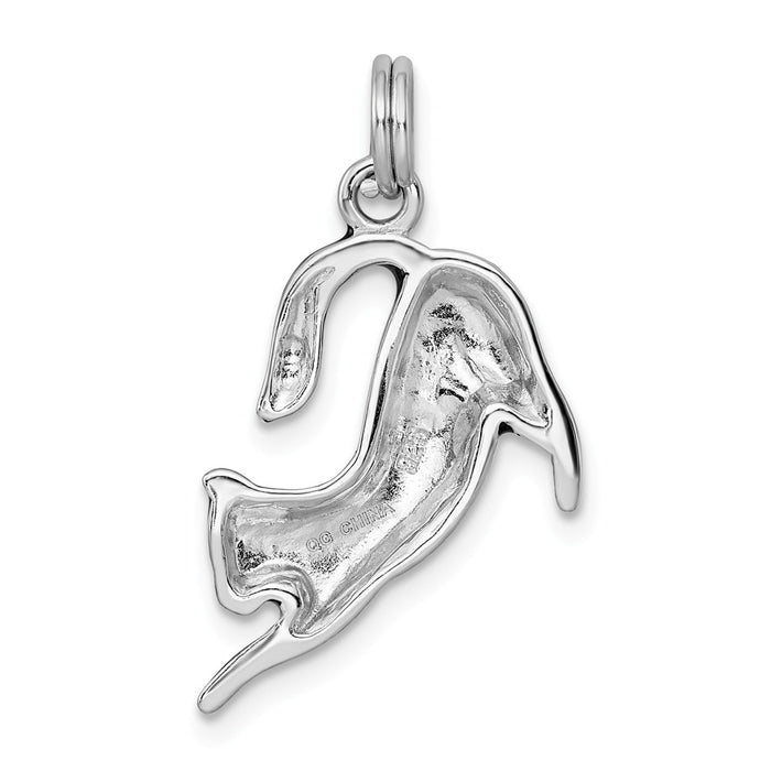 Million Charms 925 Sterling Silver Rhodium-Platedblack Enamel Cat Charm