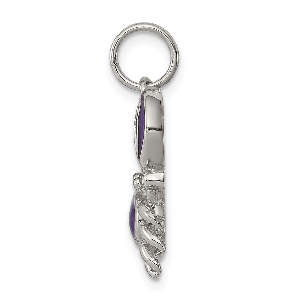 Million Charms 925 Sterling Silver Purple Enameled Crab Charm