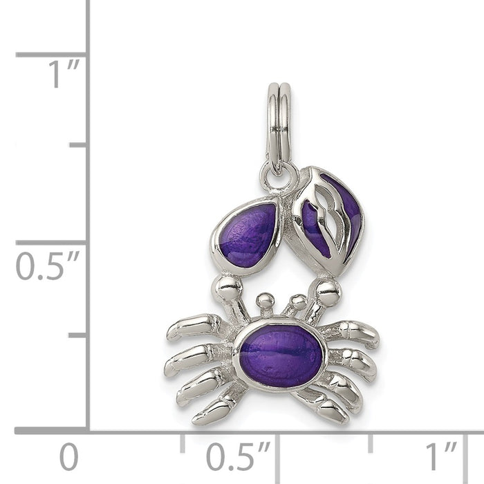 Million Charms 925 Sterling Silver Purple Enameled Crab Charm