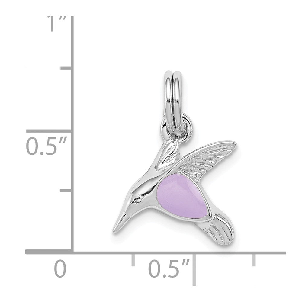 Million Charms 925 Sterling Silver Rhodium-Platedenamel Hummingbird Charm