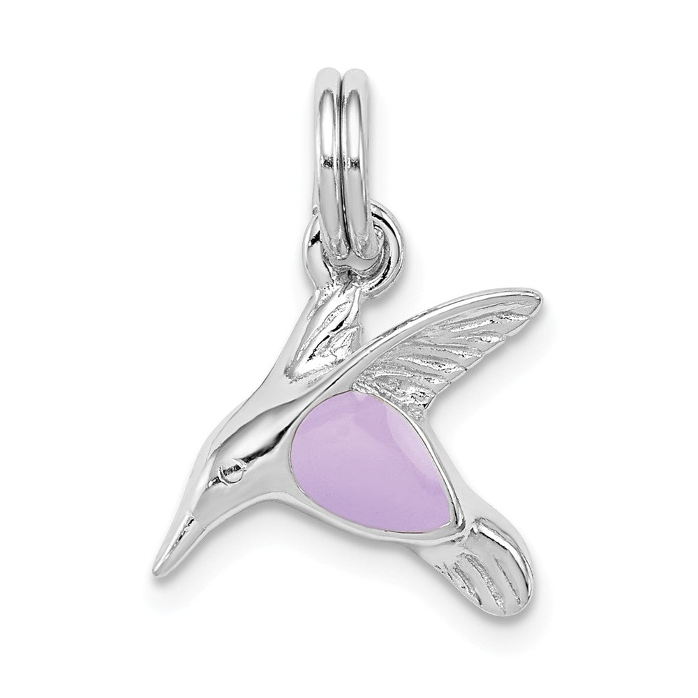 Million Charms 925 Sterling Silver Rhodium-Platedenamel Hummingbird Charm
