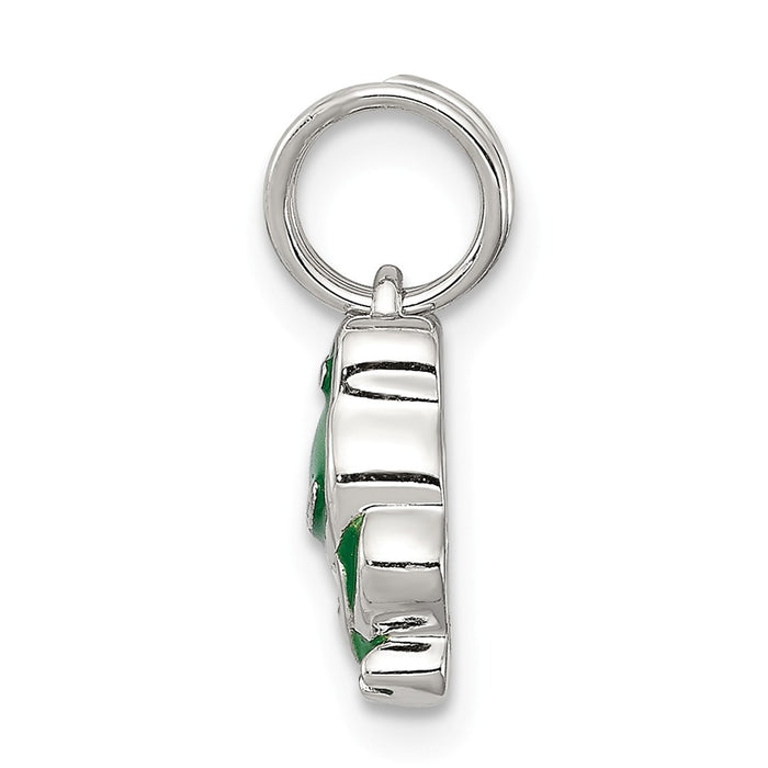 Million Charms 925 Sterling Silver Green Enameled Frog Charm