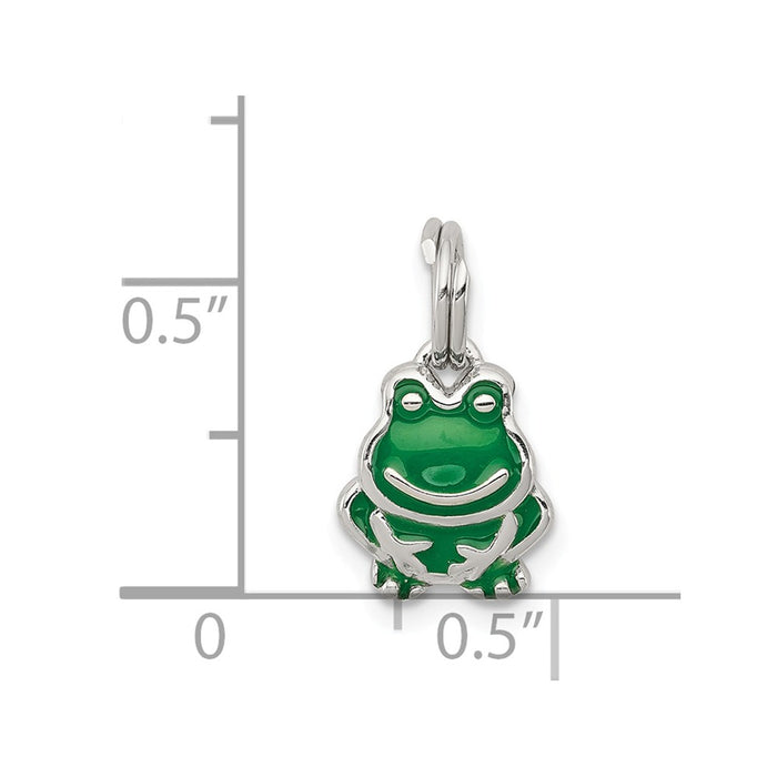 Million Charms 925 Sterling Silver Green Enameled Frog Charm
