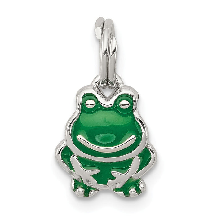 Million Charms 925 Sterling Silver Green Enameled Frog Charm
