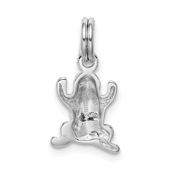 Million Charms 925 Sterling Silver Rhodium-Platedgreen Enamel Frog Charm