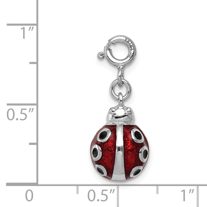 Million Charms 925 Sterling Silver Red Enameled Lady Bug Charm