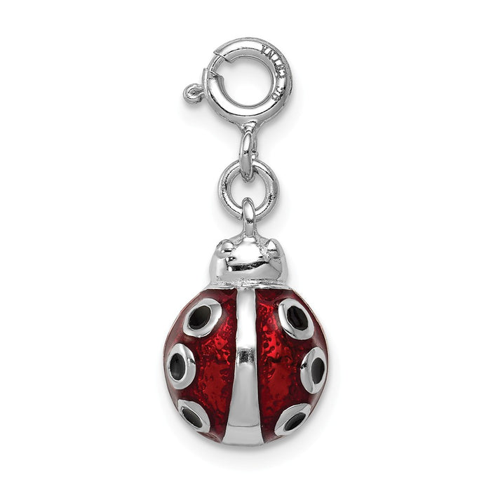 Million Charms 925 Sterling Silver Red Enameled Lady Bug Charm