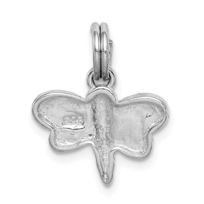 Million Charms 925 Sterling Silver Rhodium-Platedglitter Enamel Dragonfly Charm