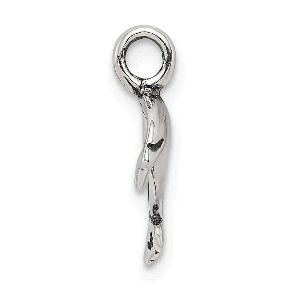 Million Charms 925 Sterling Silver Antiqued Small Dolphin Charm