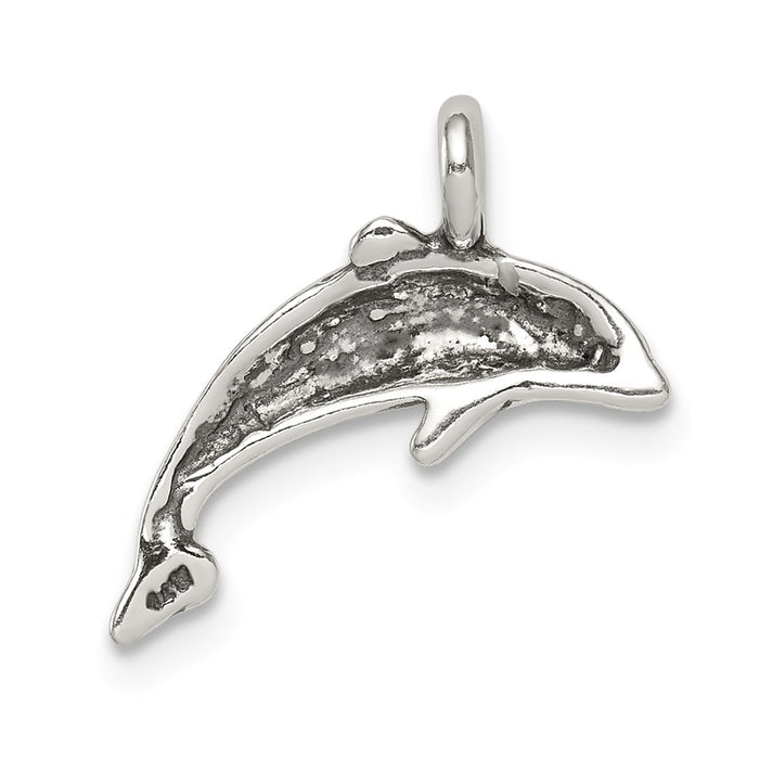 Million Charms 925 Sterling Silver Antiqued Small Dolphin Charm