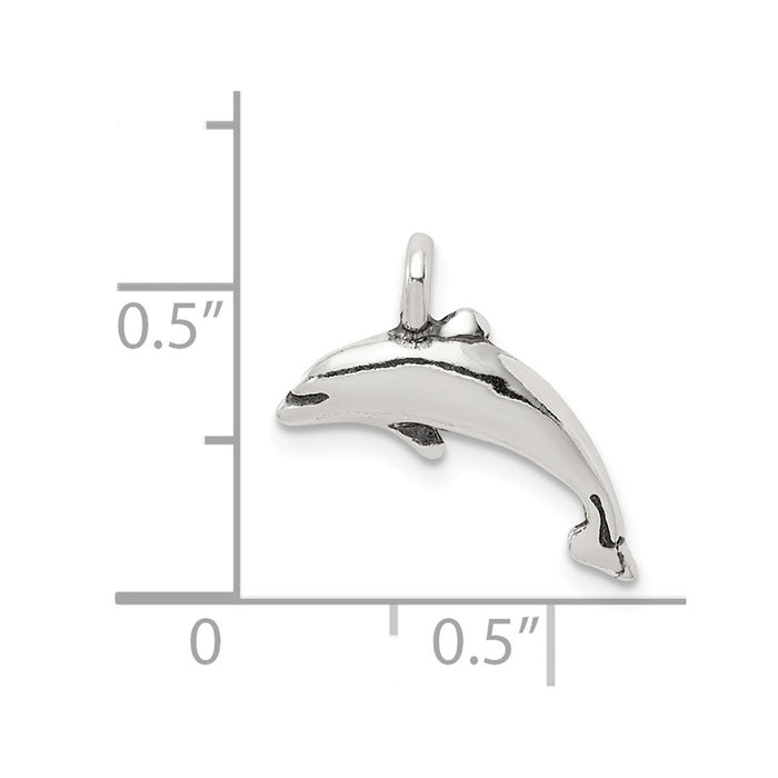 Million Charms 925 Sterling Silver Antiqued Small Dolphin Charm