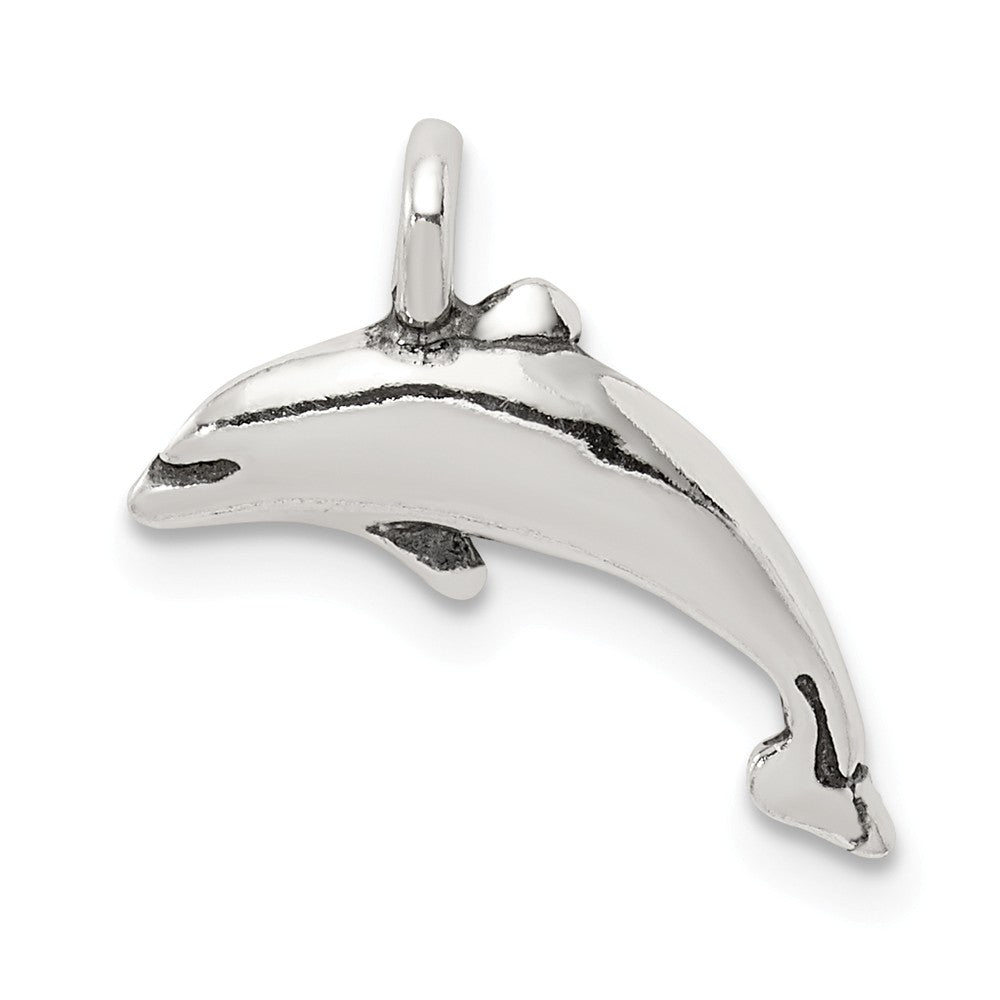 Million Charms 925 Sterling Silver Antiqued Small Dolphin Charm