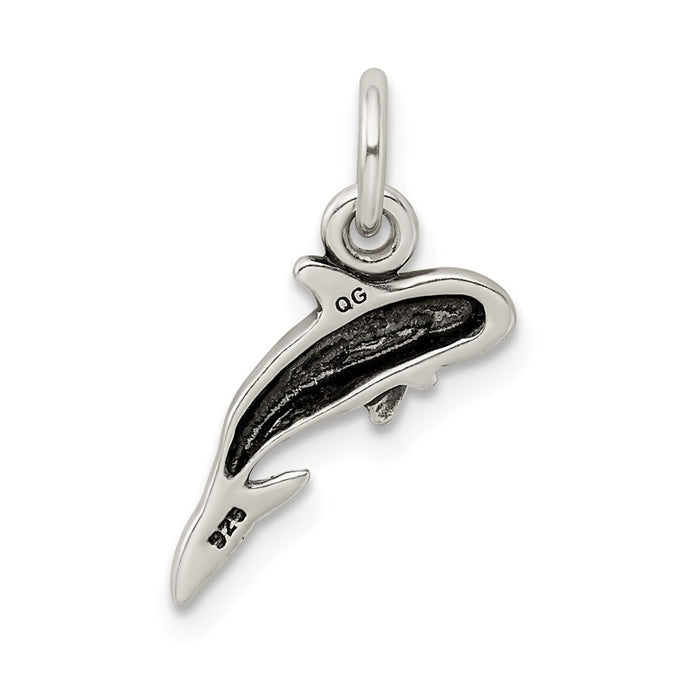 Million Charms 925 Sterling Silver Antiqued Whale Charm