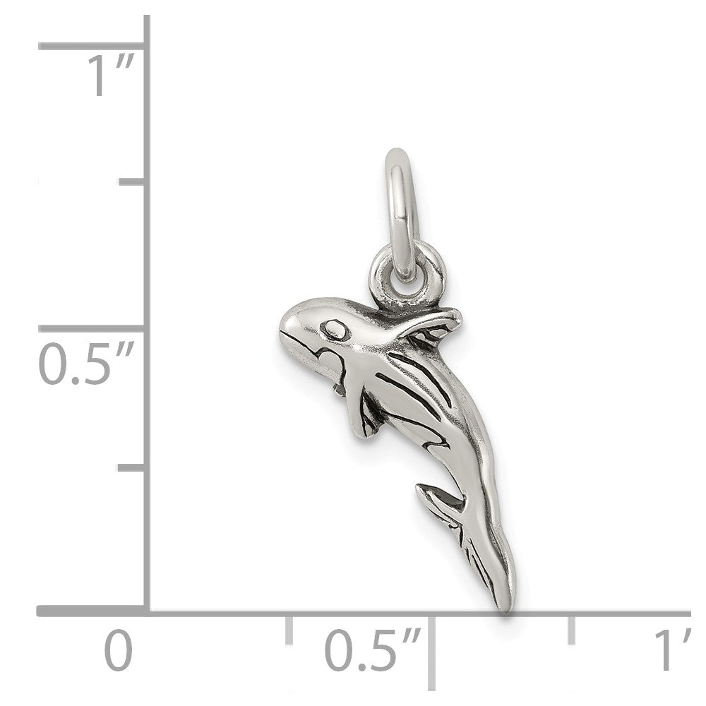 Million Charms 925 Sterling Silver Antiqued Whale Charm