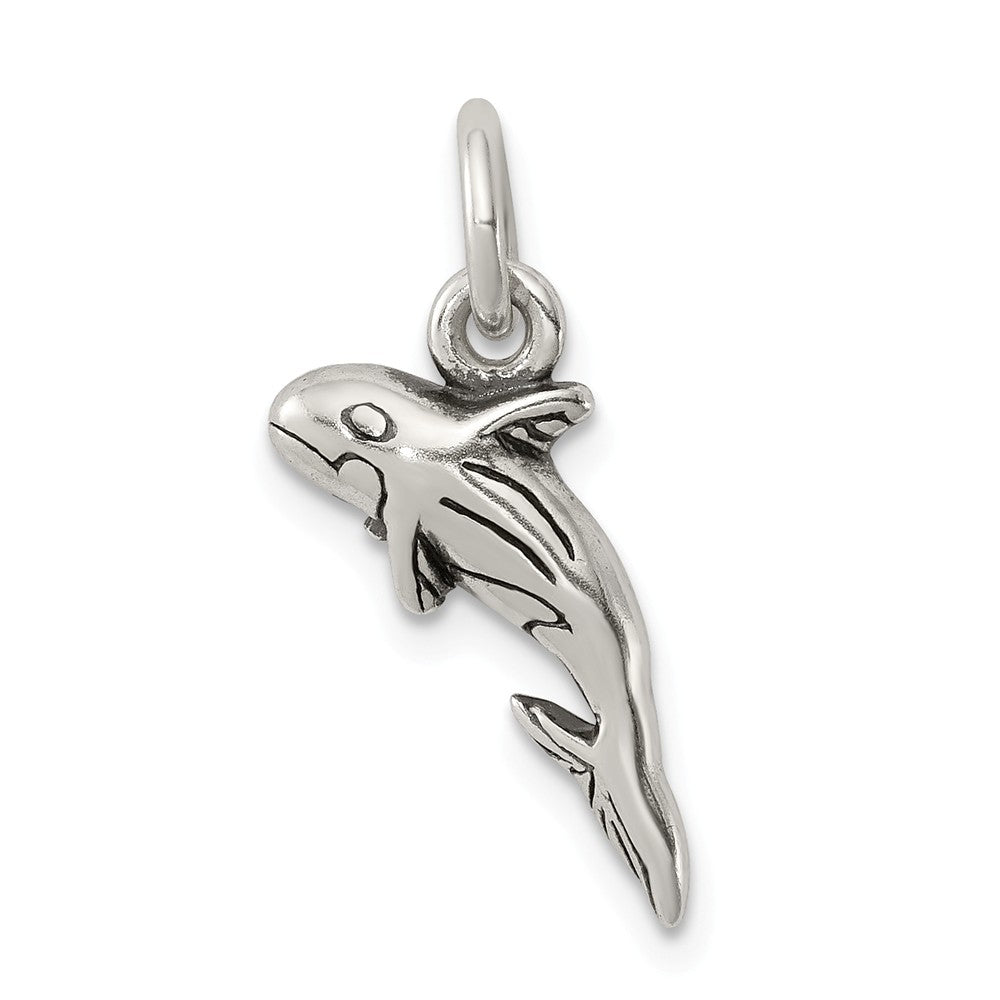 Million Charms 925 Sterling Silver Antiqued Whale Charm