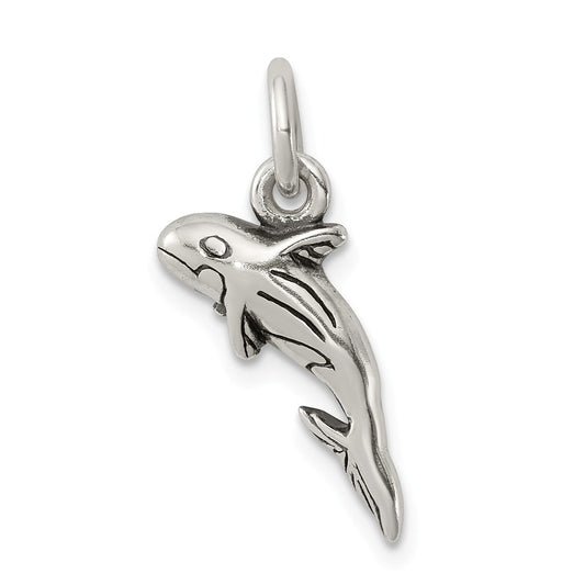 Million Charms 925 Sterling Silver Antiqued Whale Charm