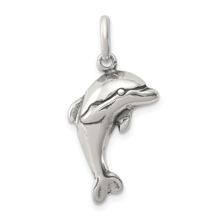 Million Charms 925 Sterling Silver Antiqued Dolphin Pendant