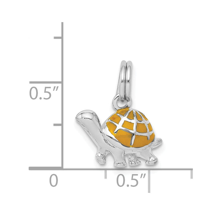 Million Charms 925 Sterling Silver Rhodium-Platedyellow Enamel Turtle Charm