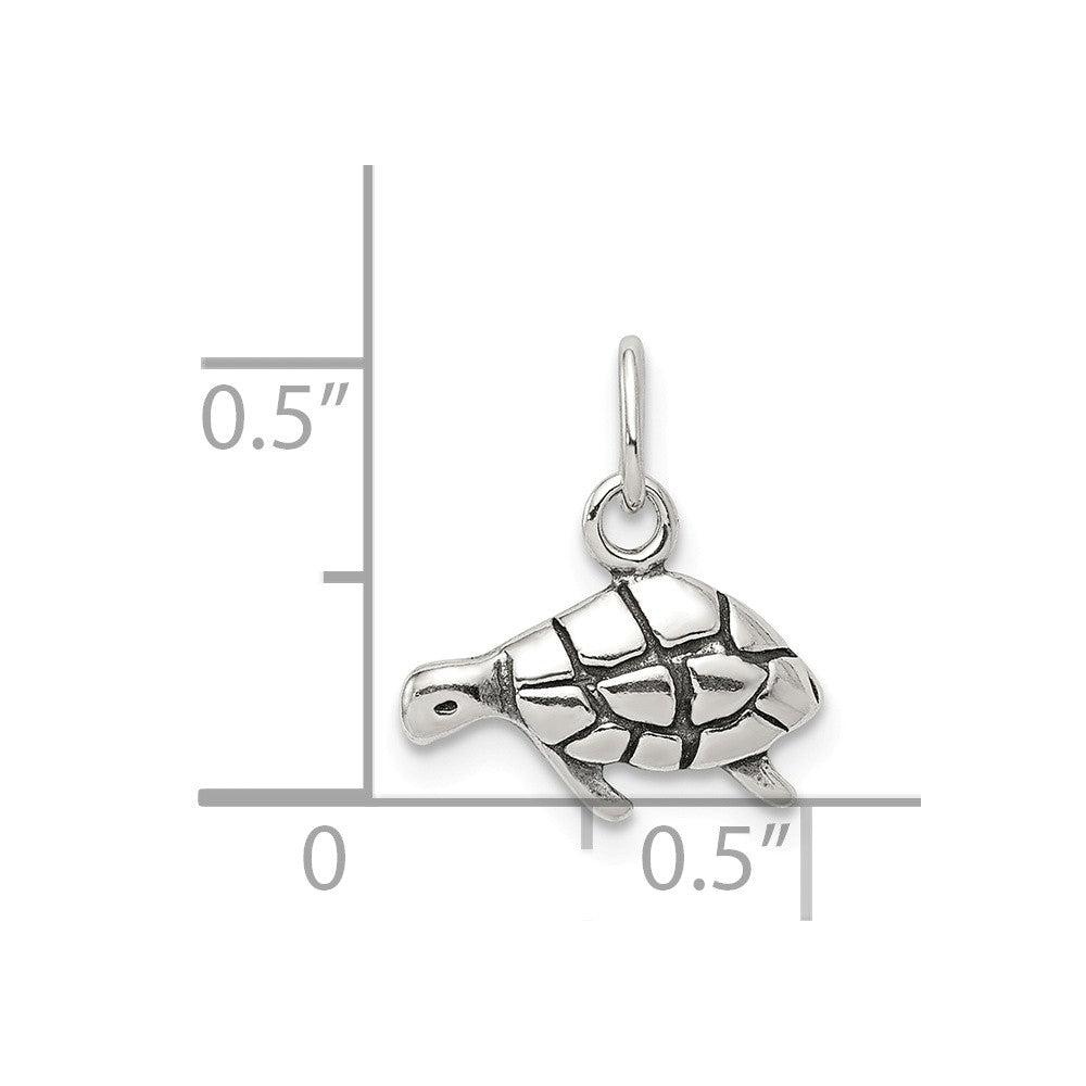 Million Charms 925 Sterling Silver Antiqued Turtle Charm