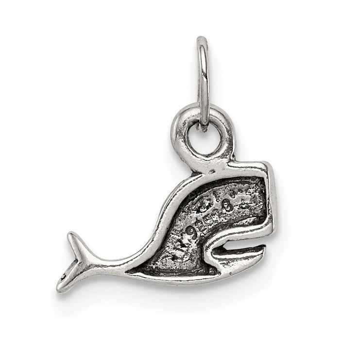 Million Charms 925 Sterling Silver Antiqued Whale Charm
