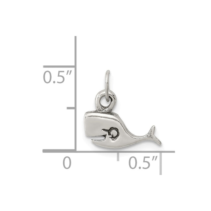 Million Charms 925 Sterling Silver Antiqued Whale Charm