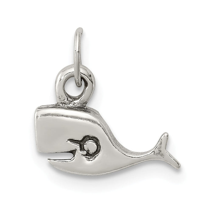 Million Charms 925 Sterling Silver Antiqued Whale Charm