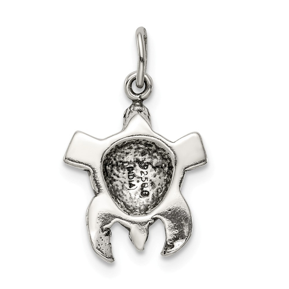 Million Charms 925 Sterling Silver Antiqued Sea Turtle Charm