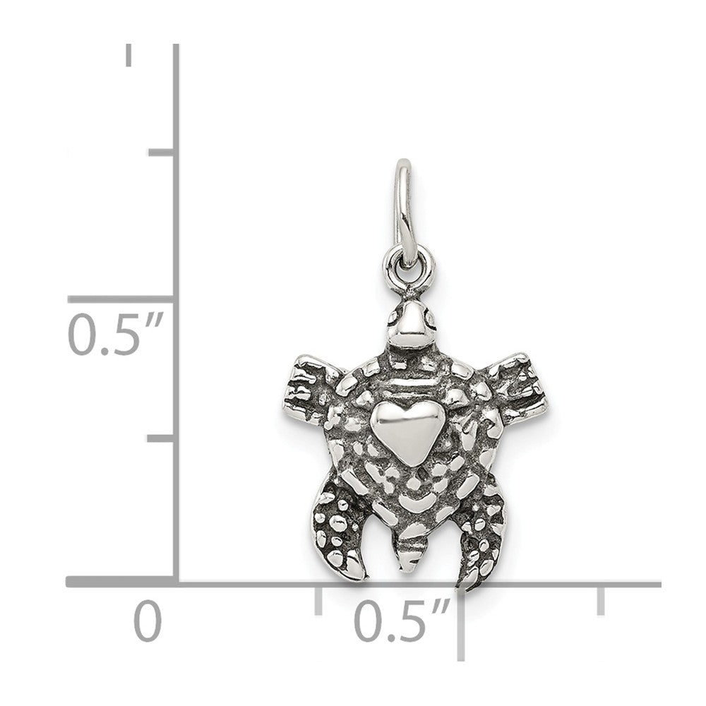 Million Charms 925 Sterling Silver Antiqued Sea Turtle Charm