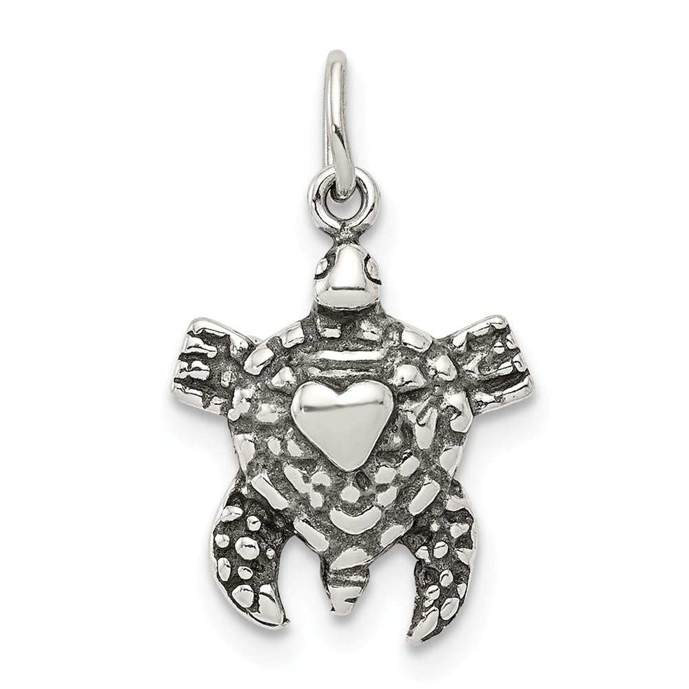 Million Charms 925 Sterling Silver Antiqued Sea Turtle Charm