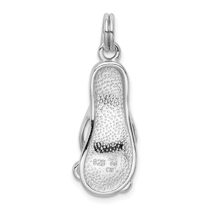 Million Charms 925 Sterling Silver Rhodium-Plated(Cubic Zirconia) CZ Butterfly Enamel Sandal Charm