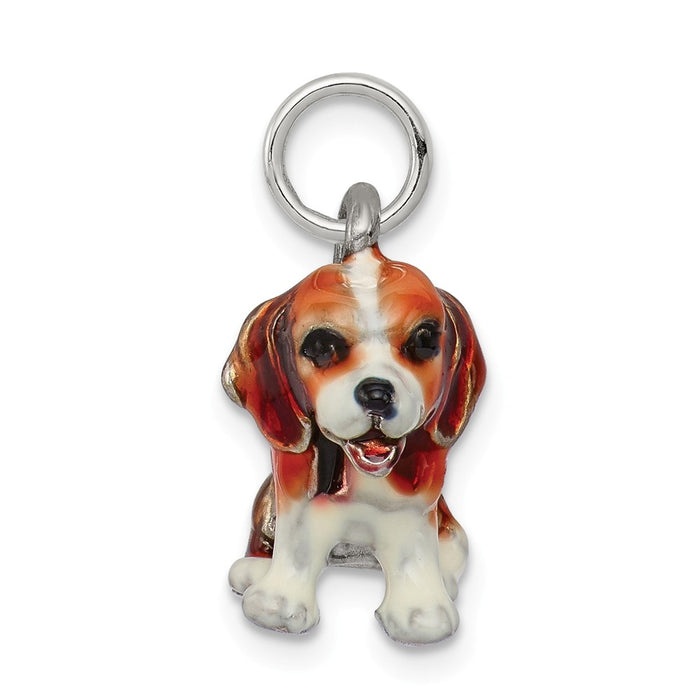 Million Charms 925 Sterling Silver Enameled Small Beagle Charm