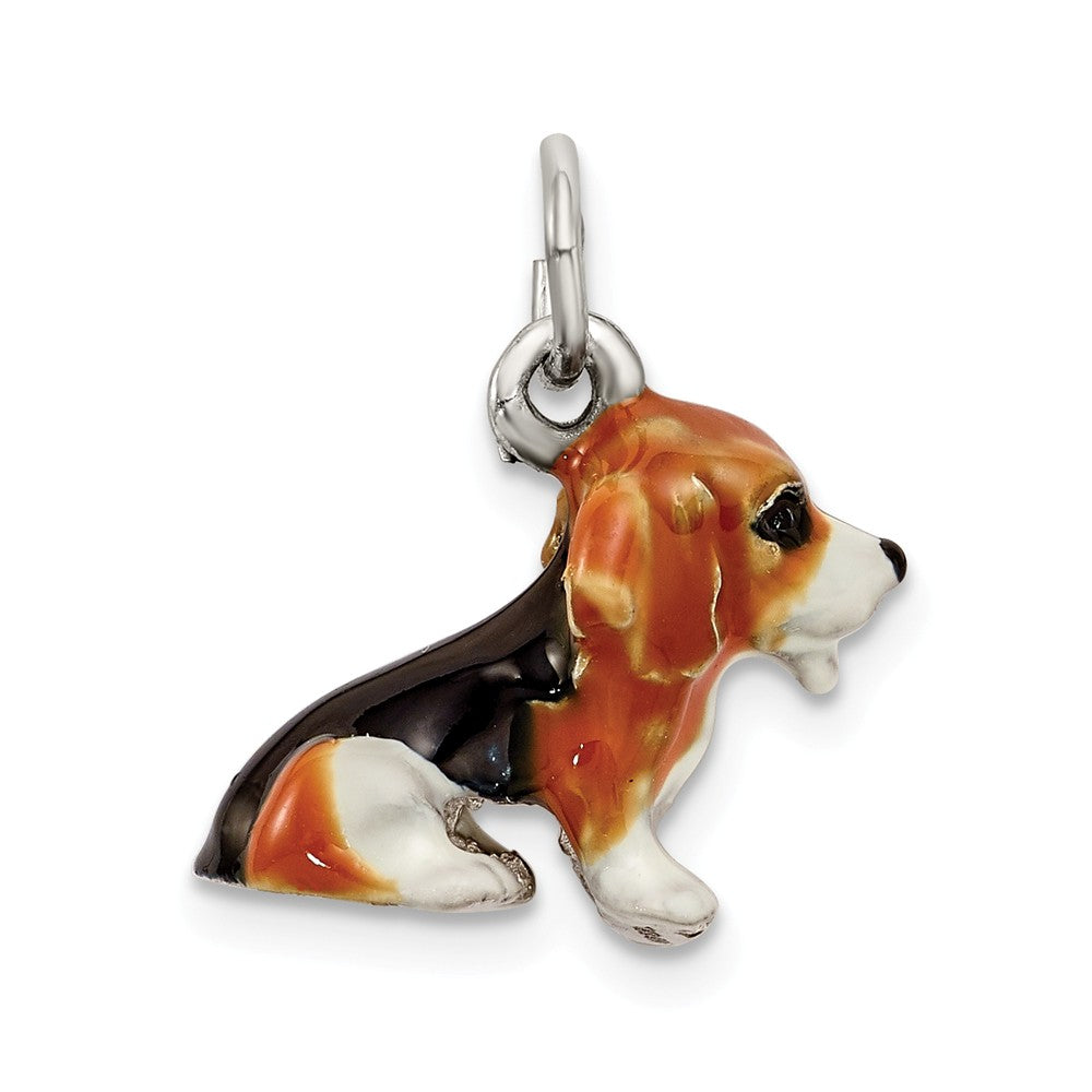 Million Charms 925 Sterling Silver Enameled Small Beagle Charm
