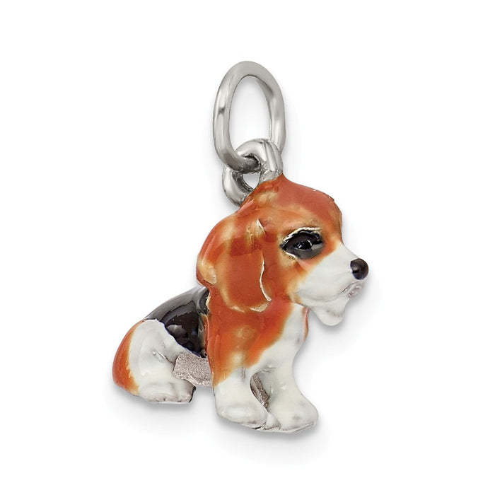 Million Charms 925 Sterling Silver Enameled Small Beagle Charm