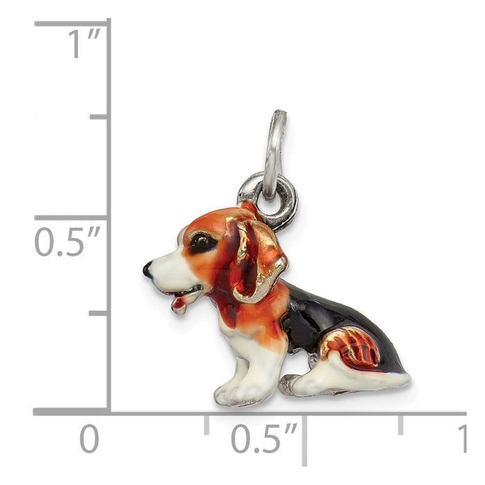 Million Charms 925 Sterling Silver Enameled Small Beagle Charm