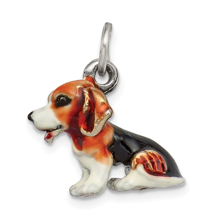 Million Charms 925 Sterling Silver Enameled Small Beagle Charm