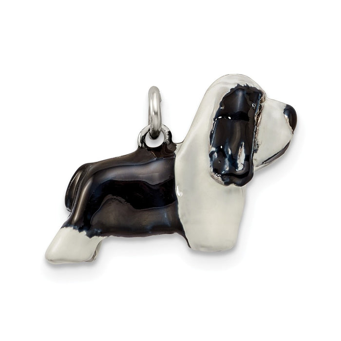 Million Charms 925 Sterling Silver Enameled Bearded Collie Charm