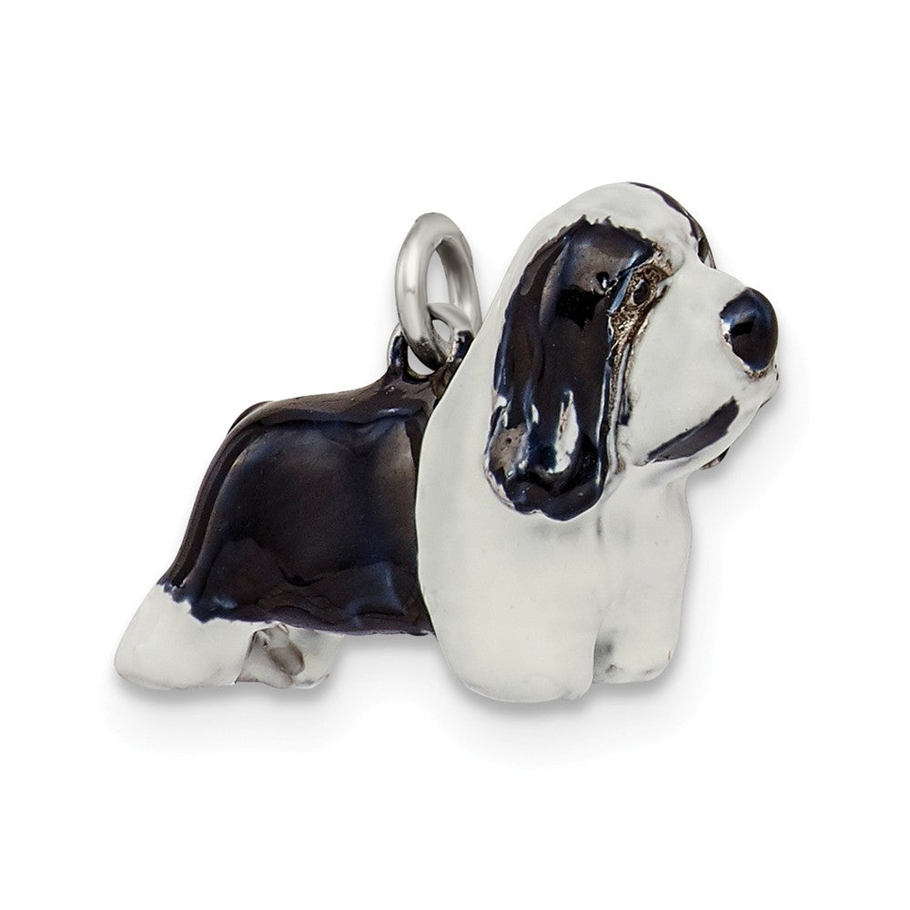 Million Charms 925 Sterling Silver Enameled Bearded Collie Charm