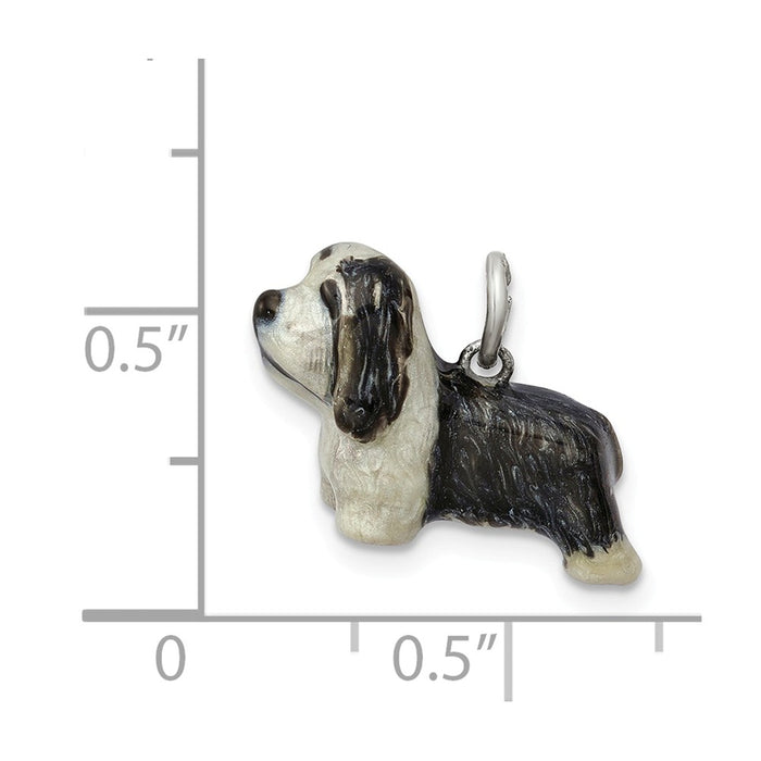 Million Charms 925 Sterling Silver Enameled Bearded Collie Charm