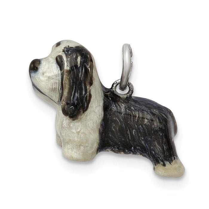 Million Charms 925 Sterling Silver Enameled Bearded Collie Charm