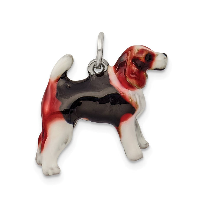 Million Charms 925 Sterling Silver Enameled Beagle Charm